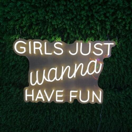 Girl Just Wanna Have Fun Personalized Logo Customized Letter LED Custom Split Neon Signs Light for Birthday Decoration