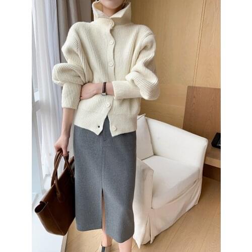 2020 autumn and winter new turtleneck sweater womens jacket Korean style short loose loose lazy style outer wear thick knitted