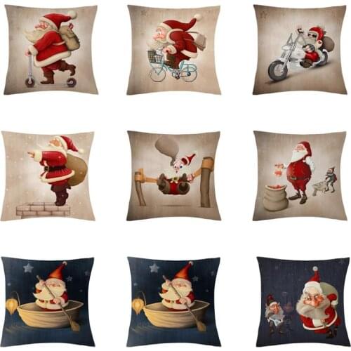 New Christmas Cartoon Santa Claus Decorative Pillowcases Christmas Cute Creative Santa Claus Throw Pillow Case Cover Pillowcase
