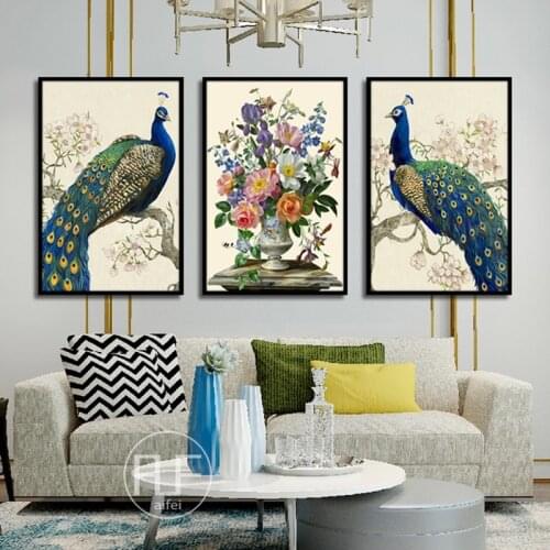 Peacock Flower Abstract Modular Canvas Painting Wall Art Pictures For Living Room modern Home Decoration Nordic Poster No Frame