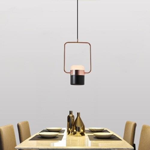 Postmodern Led Pendant Lights Plated Rose Gold Wrought Iron Suspension Lamp Dining Room Bedroom Hanglamp Light