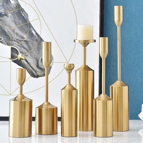 Gilded Metal Candelabra Living Room Desktop Candle Holder Home Creativity Candle Holders Wedding Decoration Table Centerpieces