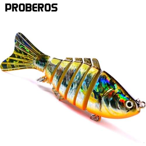 PROBEROS Swimbait 3D Laser Fishing bait 7 Sections Fishing Lure 10cm-4"/0.55oz-15.5g 6# BKBHOOK Fishing Tackle