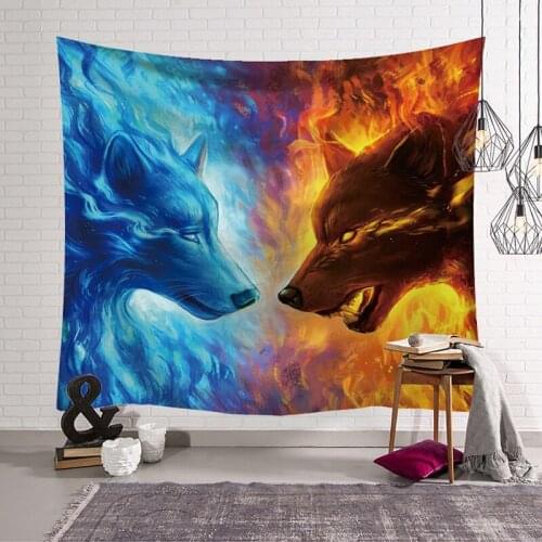 Psychedelic Tapestry Animal Head Wall Decoration A Living Room Bedroom Tapestries Wolf Hippie Mat Dorm Decor Blanket