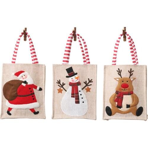 24 Pcs Christmas Decoration Supplies Snowman Handbag For Home Santa Claus Socks Candy Bag Christmas Drop Ornaments Wholesale X2