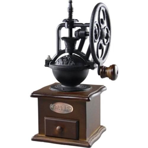 Vintage Style Manual Coffee Grinder Wooden Household Coffee Bean Mill Grinding Ferris Wheel Design Hand Coffee Maker Machine