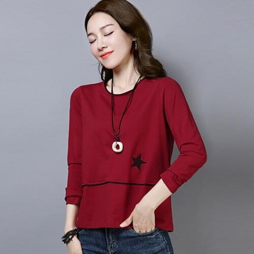 Shintimes Poleras De Mujer Moda 2019 T Shirt Femme T Shirt Women 2019 T-Shirt Long Sleeve Casual Woman Tshirt Korean Clothing