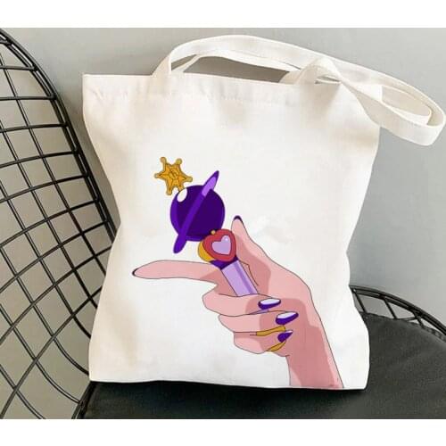 Shopper Meow Sailor Saturn Lip Rod Kawaii Bag Harajuku women Shopping Bag Canvas Shopper Bag girl handbag Bag Shoulder Lady Bag