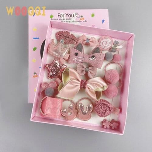 Cute 18pcs Kids Cartoon Headwear Hair Clip Baby Hairpin Hair Rope Accessory Hair Ring Circle Rubber Band Headwear Set Baby Girl