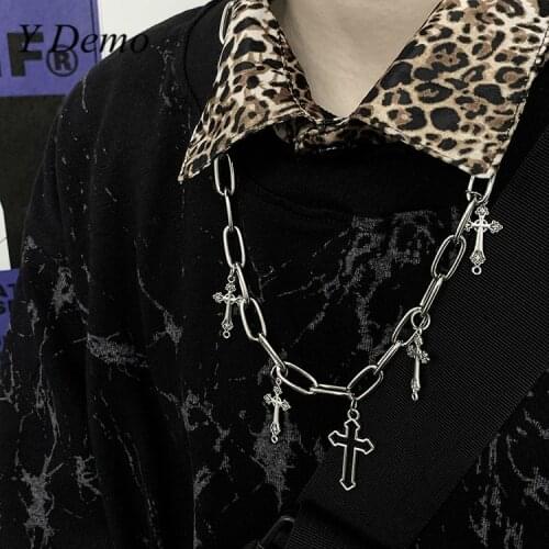 Gothic Punk Design Women Cross Necklace Women Pants Chain Accessory
