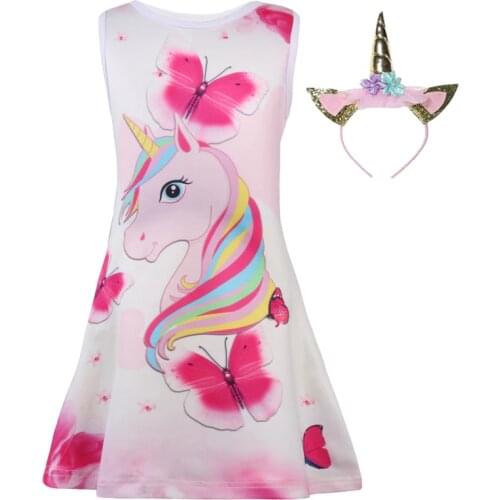 2018 Baby Kids Dresses Girls Dress Sleeveless Clothing Children Princess Party Dress Unicorn Clothes