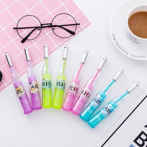 24 pcs/lot Creative Cocktail Gel Pen Cute 0.38mm black Ink Signature Pens Promotional Gift School Supplies