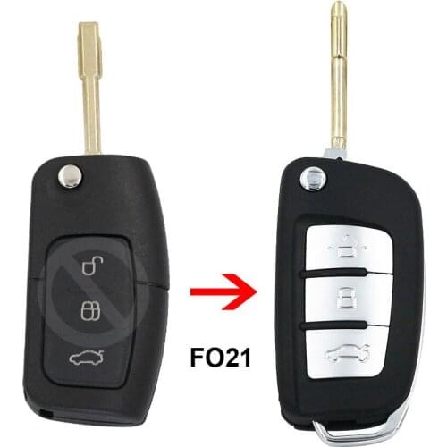 3 Button Folding Remote Key Shell Case for Ford Focus Fiesta C Max Galaxy Kuga S-Max Flip Smart Car Key Housing FO21 Uncut Blade