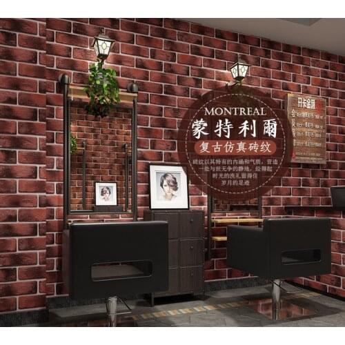 3D three dimensional Retro Red brick cultural brick antique brick brick pattern wallpaper barber shop industrial wallpaper
