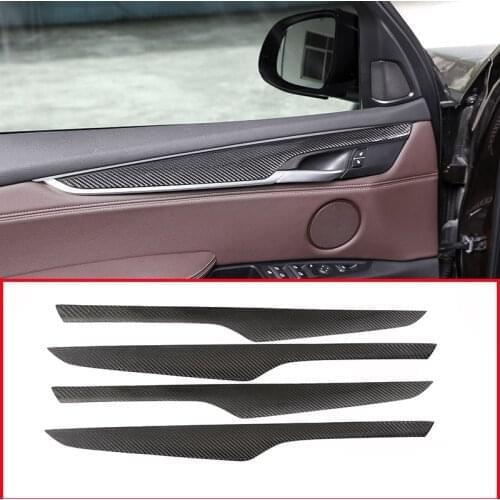4pcs Real Carbon fiber For BMW X5 F15 2014-2018 Interior Door Decoration Panel Cover Trim Car Accessories