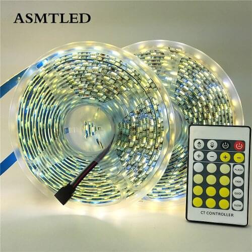 5M 10M 5050 CCT LED Strip 60leds/m CRI>80 Dual Color CCT Dimmable WW CW Color Temperature Adjustable Flexible LED Tape Ribbon