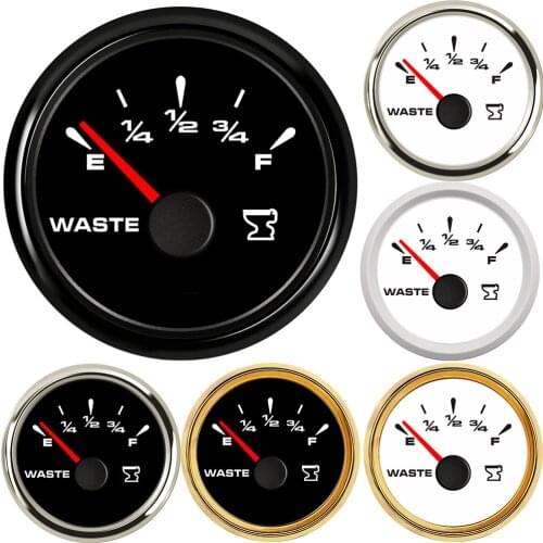 52MM Gauge Marine Holding Tank Level Gauge 240-33 ohm Boat Car RV Sewage Level Gauge Meter E-F With 7 Colors Backlight 9-32V