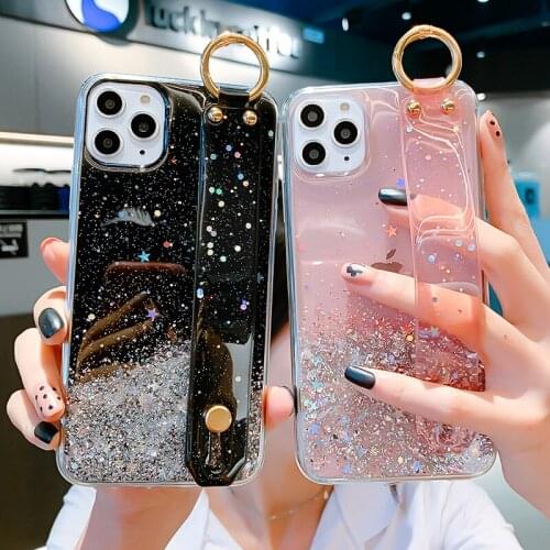 Glitter Star Wristband Ring Holder Phone Case For iPhone 12 Mini 11 Pro XS MAX X XR XSMAX 7 8 6 6S Plus For iPhone12 12Pro Cover