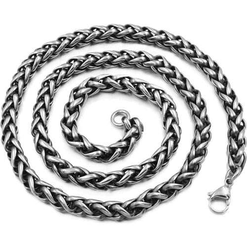 CHIMDOU antique color Wheat chain,24'' long mens necklaces vintge stainless steel 2018 Boy fashion accessories