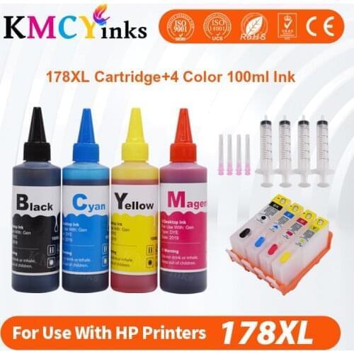 KMCYinks refillable ink cartridge for HP178 178XL for HP Photosmart B109n B110a 5510 5520 5515 5521 6521 Printer + 400ML ink