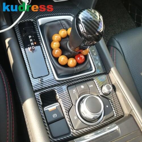 For Mazda 3 M3 Axela For Mazda 6 M6 2017 2018 Carbon Fiber AT Gear Shift Panel Cover Trim Car Interior Accessories 2pcs LHD