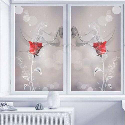 European-style rose window glass sticker transparent opaque bathroom bathroom matte film anti-peeping 3d stereo