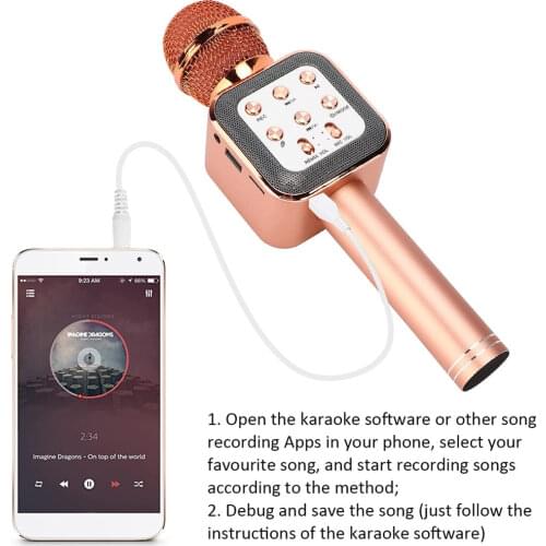 Wireless Bluetooth-compatible Karaoke Microphone 5 in 1Karaoke Microphone with LED Lights Portable Microphone for Kids Adults Bi