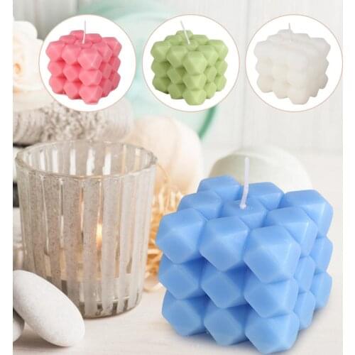 Cube Wax Fragrance Candle Bougie Rose Scented Candles Aromatherapy Candles Home Geometric Deorations Candles