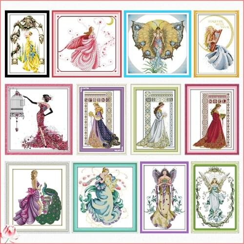 Joy Sunday beauty series DIY stamped cross stitch kit Aida 11CT 14CT craft embroidery floral pattern canvas cotton thread set