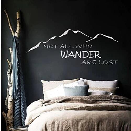 Not All Who Wander are Lost Mountain Wall Sticker Kids Room Nursery Travel Inspirational Quote Motivation Love Wall Decal Vinyl