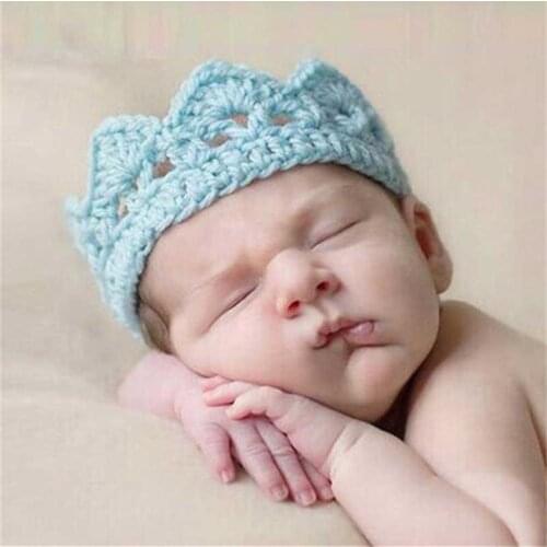 New Handmade Newborn Baby Girl Boy Crochet Knit Crown Hat Photography Prop Baby Photo Hats Caps Crochet Costume Soft Adorable