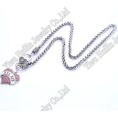 LIL SIS Crystal Heart Necklace Gift for Little Sister BFF Girls, Teens, Women