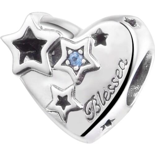 Thankful Heart & Stars Charm 2021 Autumn Sterling Silver Jewelry Beads For Jewelry Making Fits Woman DIY Beaded Bracelets