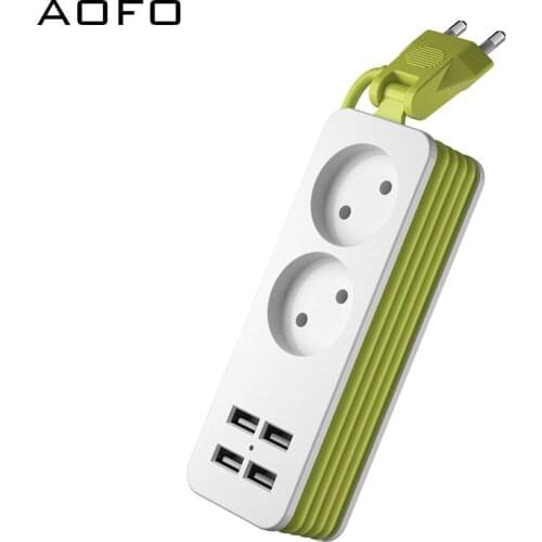 Travel Power Strip Portable Charging Station 4 USB Without Surge Protector Short Extension Cord for Office/Business Trip