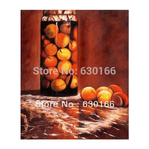 Still Life Oil Painting on Canvas - Jar of Peaches by Claude Monet Paintings for Kitchen Vertical