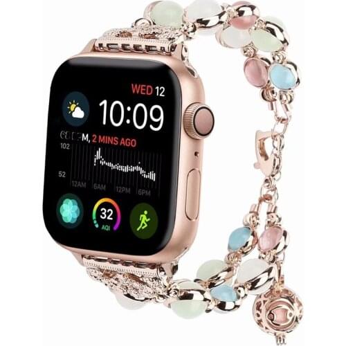 Women Jewelry Bracelet Strap for Apple Watch Band 38/40/42/44mm Agate Stainless Steel Watch Strap for iWatch Series 1 2 3 4