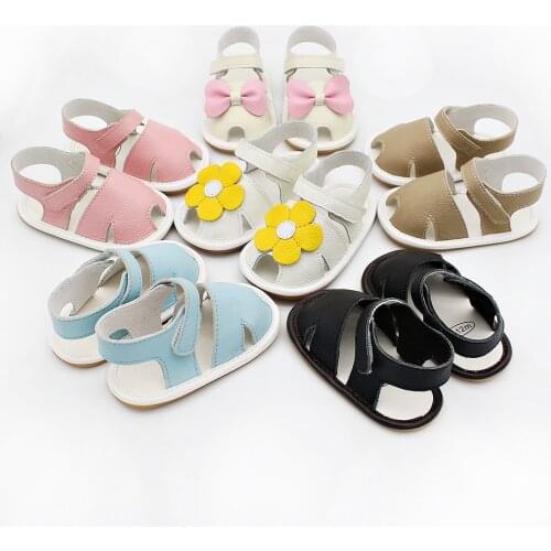 Mixed styles Leather peep hole soft baby sandals new born baby shoes for summer anti slip rubber sole infant sandals