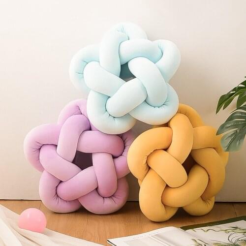 Nordic Creativity Plush Handmade Knotted Pillow Sofa Bedding Pillows Bed Backrest Cushion Office Kids Room Decoration Cushions