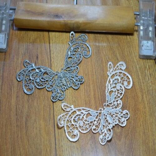 Somelace (5pcs/lot)gray~ivory butterfly venise patches Wedding Bridal Embroidery Lace patch Sewing Lace Applique201752042