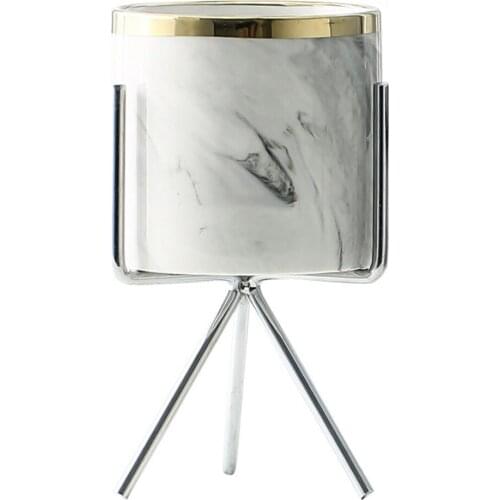 Flower Vase Porcelain Pots Storage Rack Iron With Holder Decorative Table Decor Nordic Ceramic Marble Pattern Home Vases