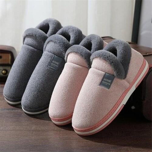 Winter Women Slippers Platform Soft Cotton Plush Warm Slippers Woman Casual Flat Home Shoes Couples Comfortable Floor Shoes