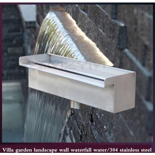 Stainless steel waterfall water outlet stream sink,pool waterfall fountain,water curtain wall courtyard fish pond landscape