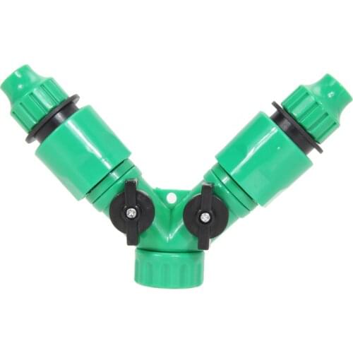 1set 3/4"Female Thread Y Shape Connector With 3/4"Male Thread Tap Nipple Joint Quick Coupling Drip Garden Irrigation System tool