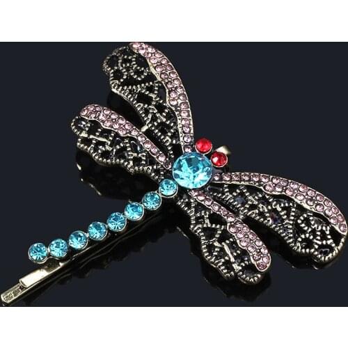 20pcs Horror Movie Coraline Dragonfly Hair Clip For Girls Cute Crystal Animal Hairpin Halloween Gifts Hot Wholesale Jewelry