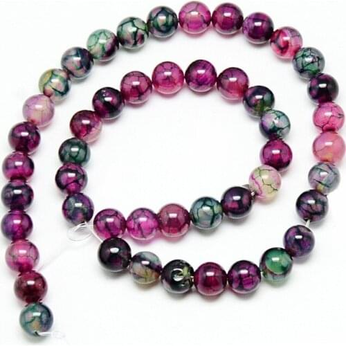 48pcs/strand 8mm Dragon Veins Beads Dyed Round Stone Jewelry Beads for DIY