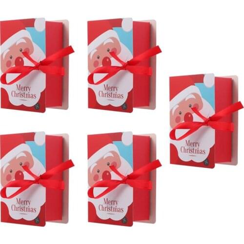 5pcs Christmas Santa Claus Candy Boxes Cartoon Gift Boxes Christmas Book-Shaped Candy Boxes Christmas Tree Hanging Ornament