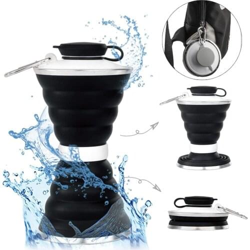 500ml Water Bottles Sports Portable Foldable Silicone Water Bottle Collapsible Coffee Cups With Lid Camping Travel Drink Cycling