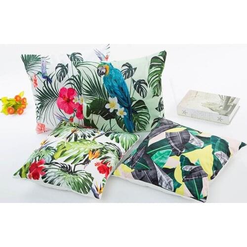 Home Decor 43*43cm Almohada Accessories Kussensloop Hawaii Style Tropical Plants Pattern Silks And Satins