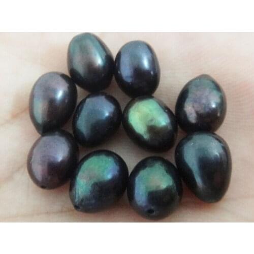 Free shipping Nature 10pcs about 8~9 MM Genuine Dark Black drop loose pearl red brown Half Drilled