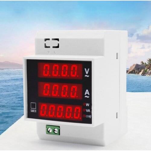 Digital Energy Meter Din Rail w Active Power Factor AC Ammeter Voltmeter 100A